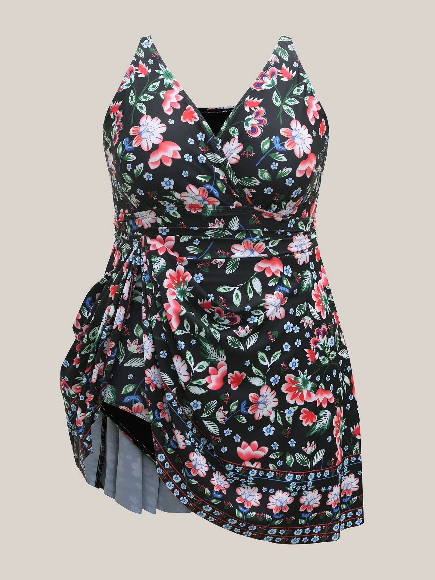 Anti-Float Ties Floral Print Swim Dress