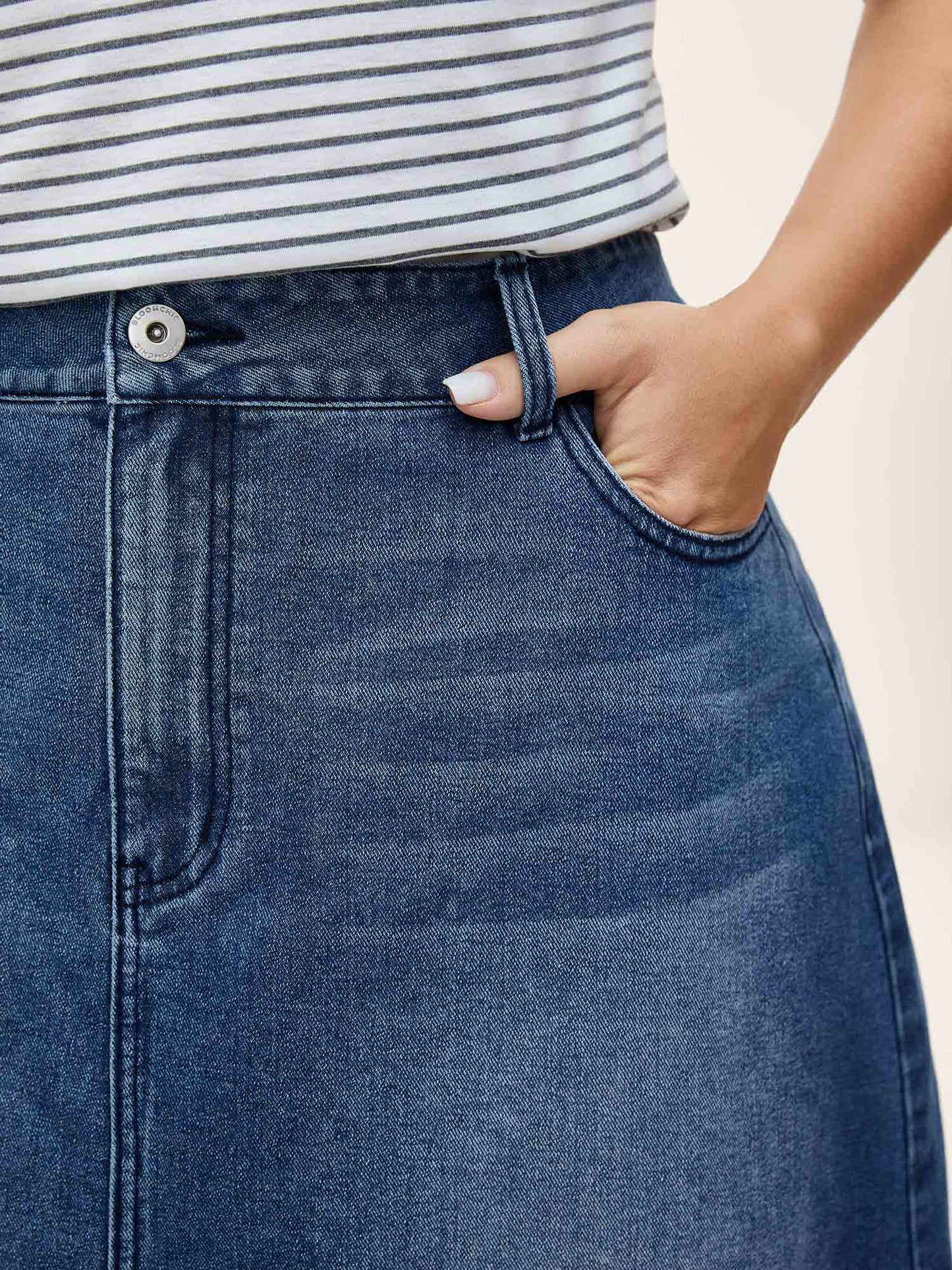 A-Line Midi Denim Skirt