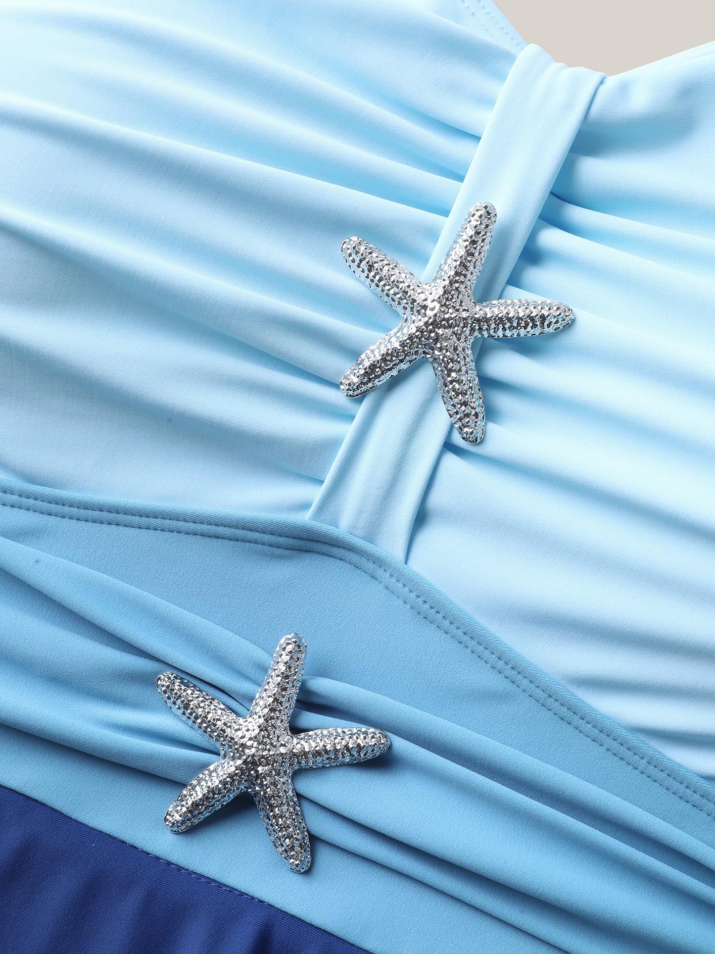 Anti-Float Ties Detachable Starfish Brooch Swim Dress