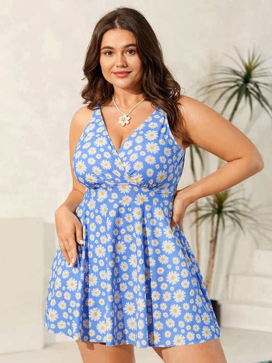 Anti-Float Ties Floral Print Swim Dress