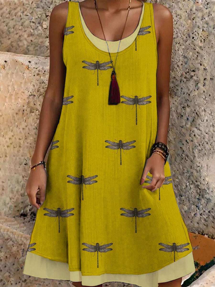 Dragonfly Art Print Casaul Dress