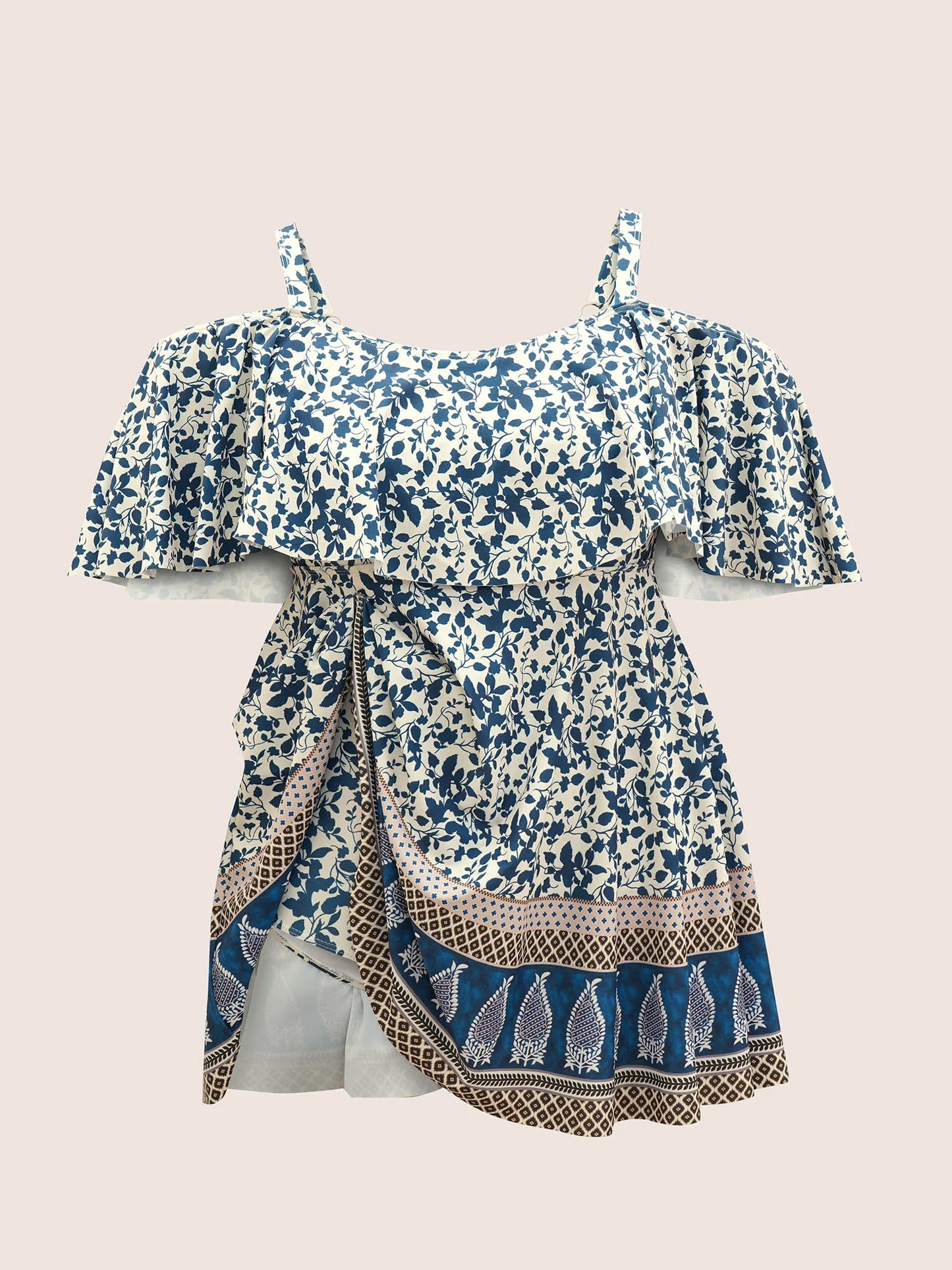 Bandana Print Cold Shoulder Swim Dress