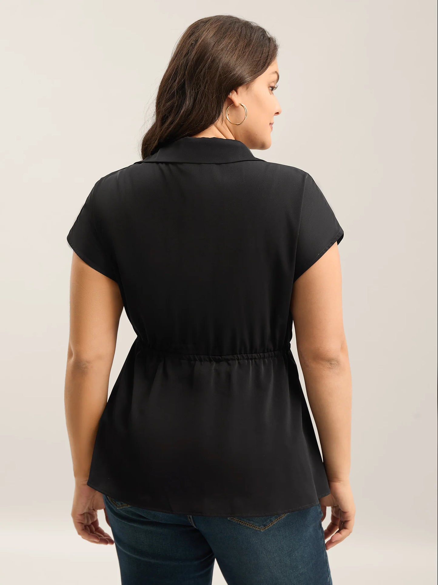 Anti-Wrinkle Drawstring Waist Blouse