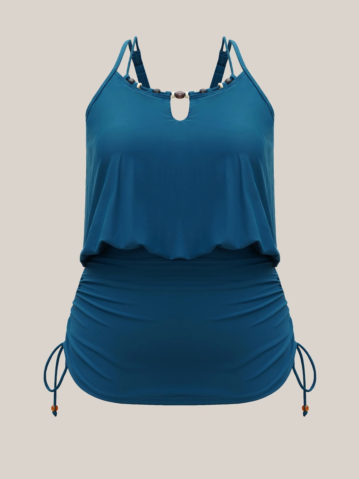 Adjustable Drawstring Drapey One-Piece Swimsuit