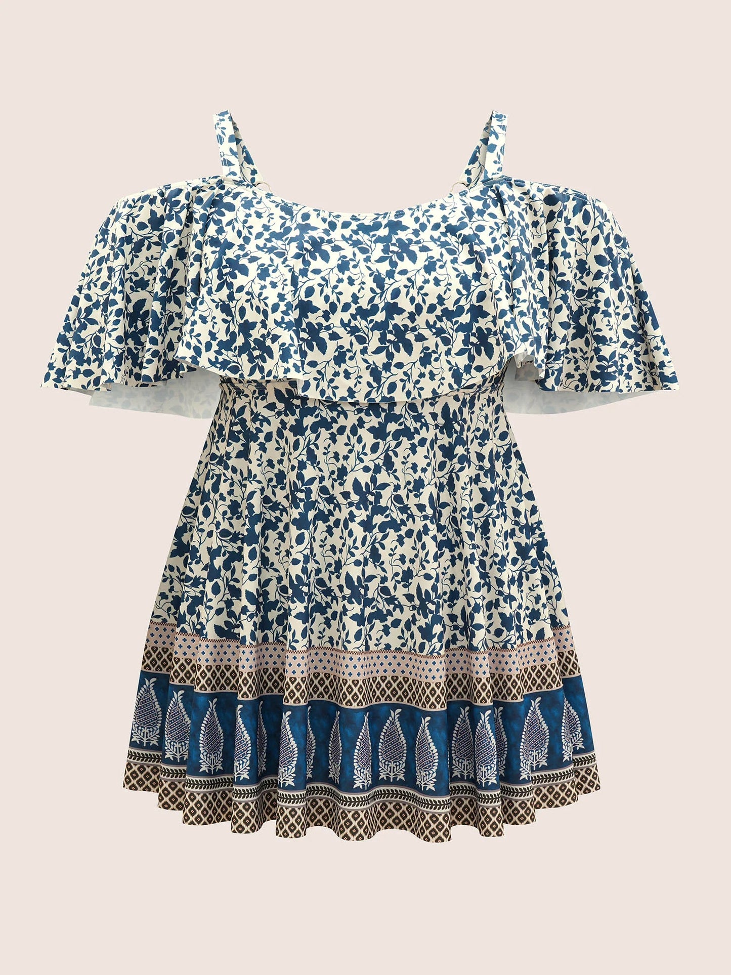 Bandana Print Cold Shoulder Swim Dress