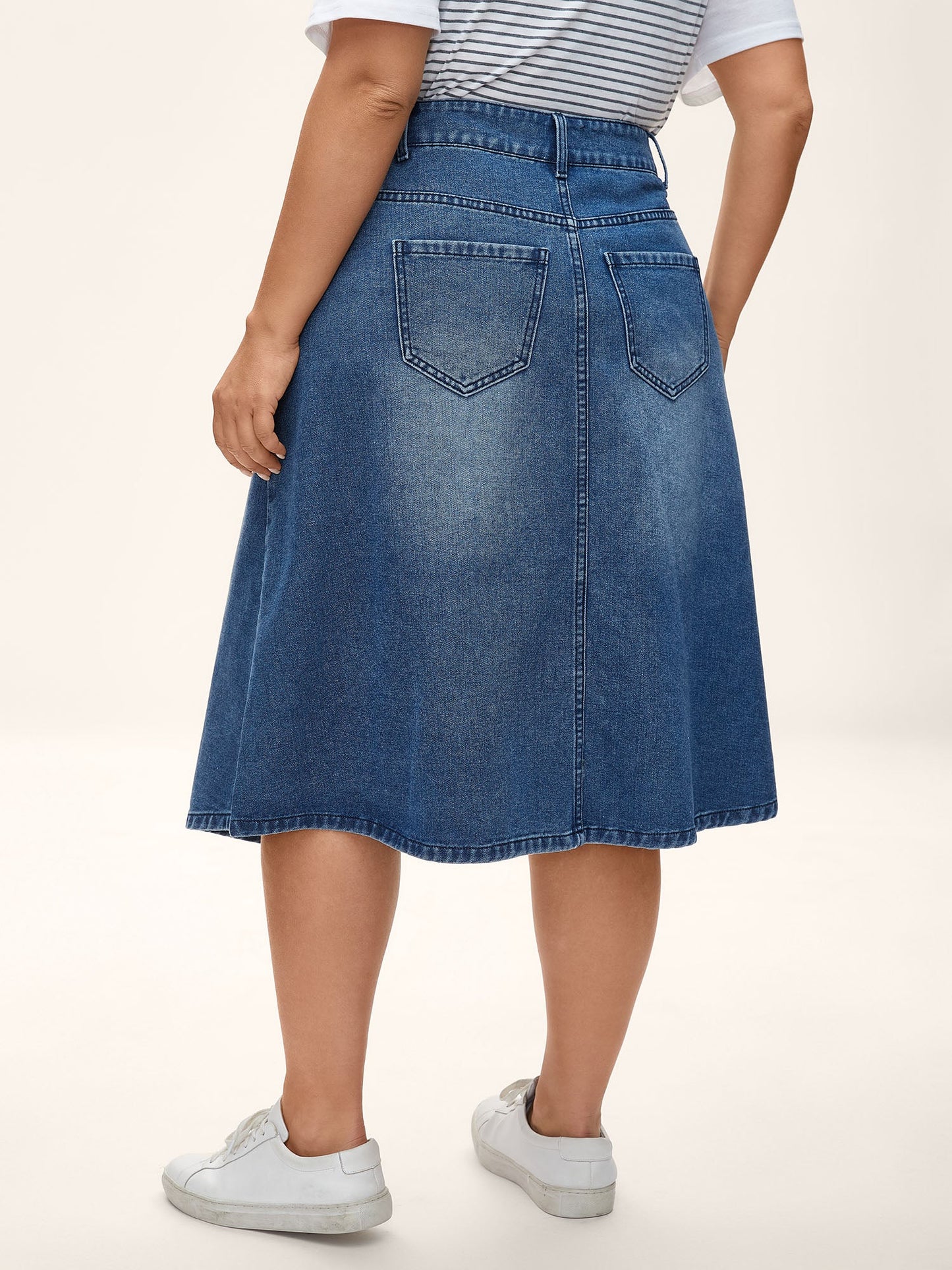 A-Line Midi Denim Skirt
