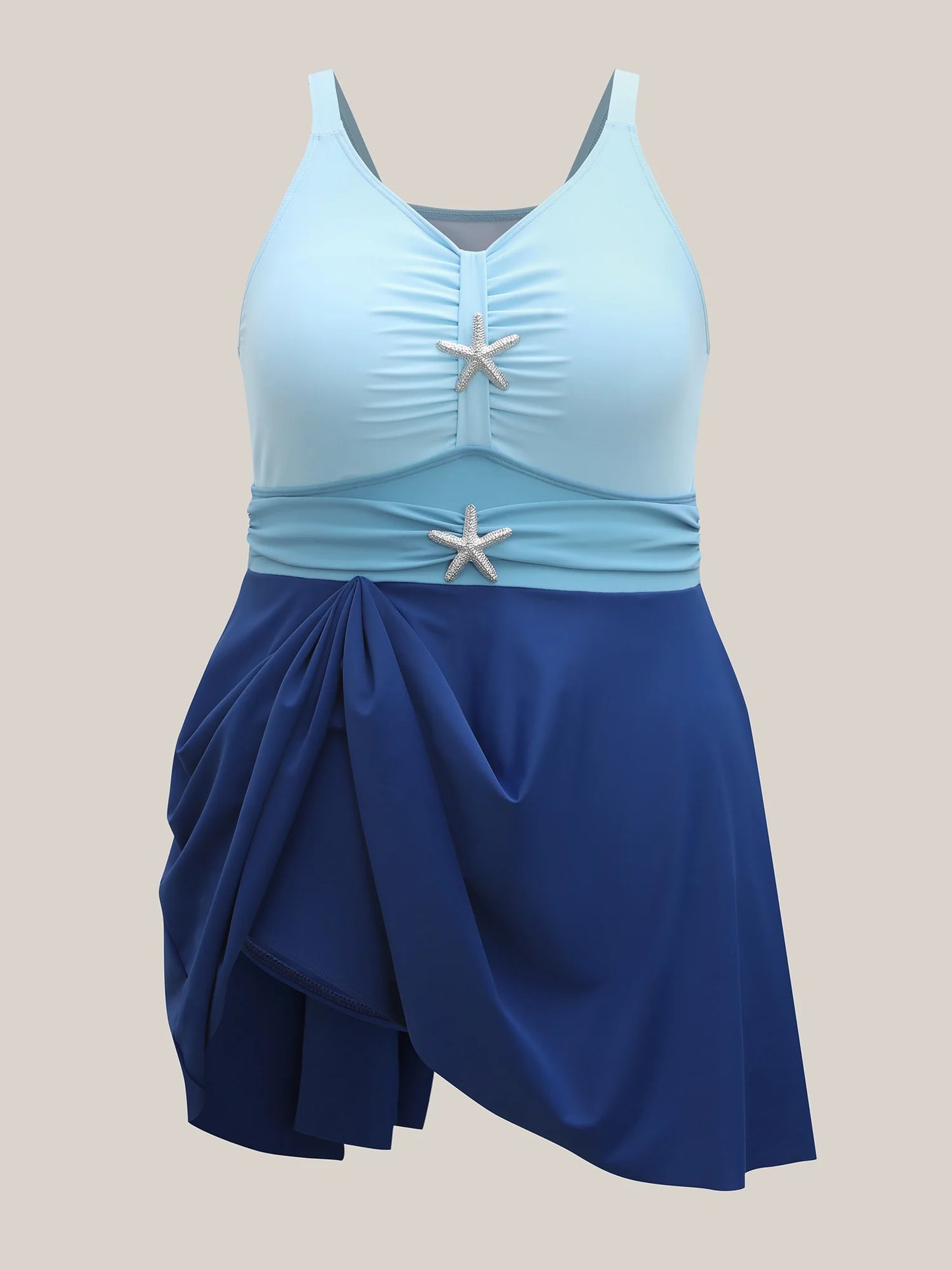 Anti-Float Ties Detachable Starfish Brooch Swim Dress