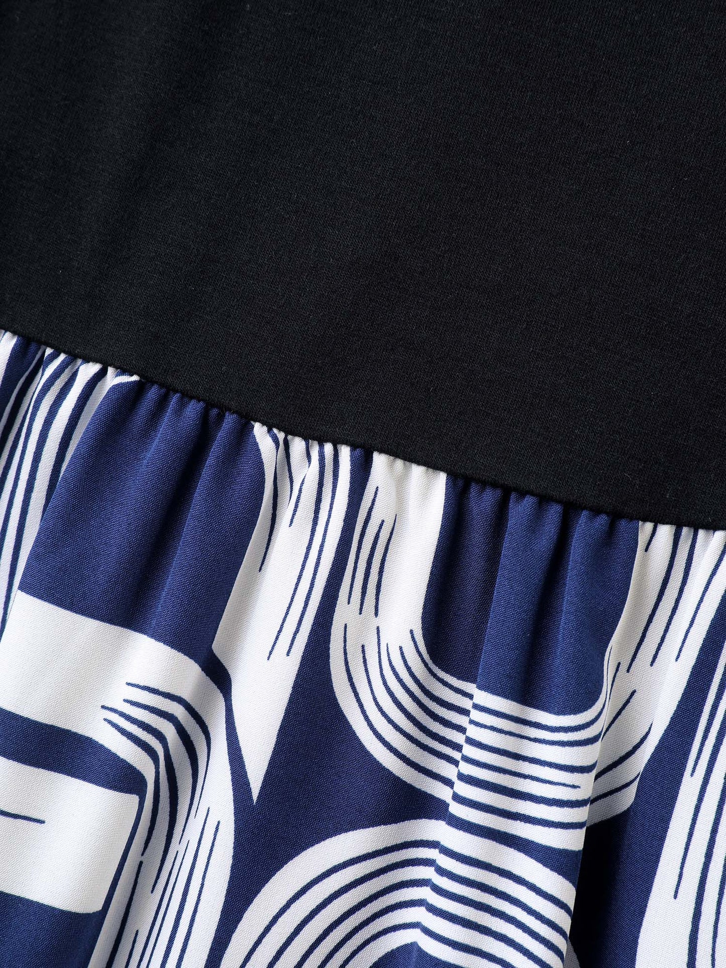 Abstract Pattern Color Contrast Belted Midi Dress