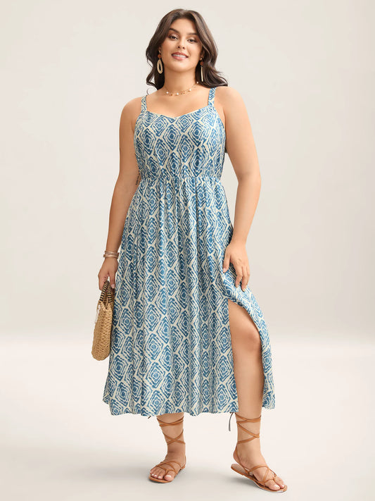 Wavy Print Cami Flowy Maxi Dress