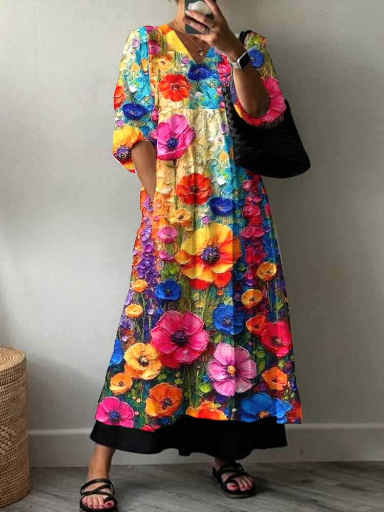 Women's Art Rose Pattern Dress