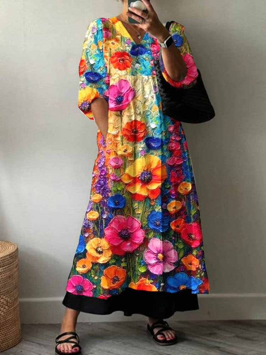 Women's Art Rose Pattern Dress